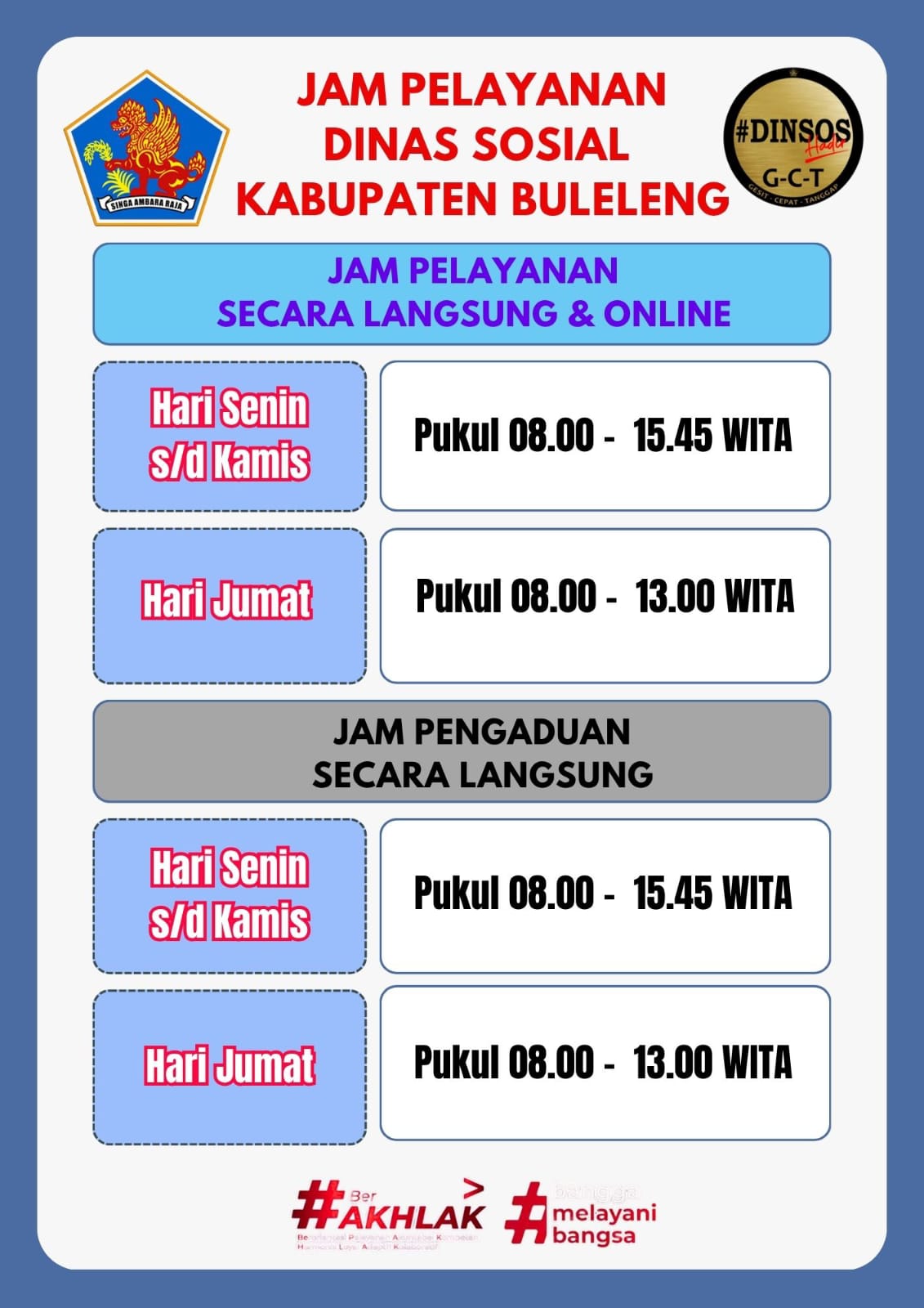 JAM WAKTU PELAYANAN DINAS SOSIAL